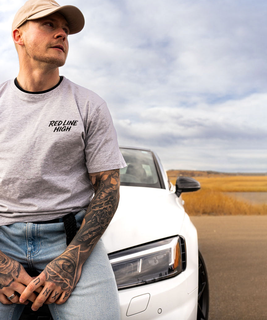 Red Line High Logo Grey T-Shirt - Black Text