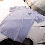 Grey Red Line High automotive t-shirt with black logo and text