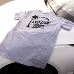 Grey Red Line High automotive t-shirt with black logo and text