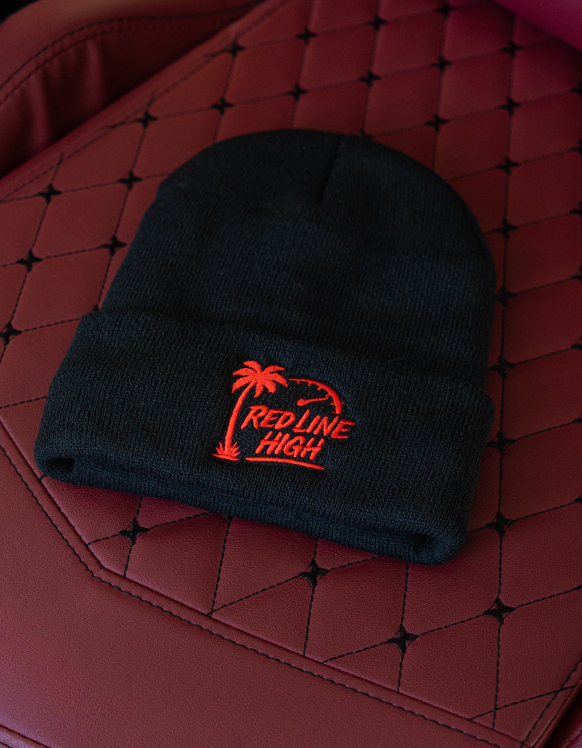 Red Line High Black Winter Toque - Red Logo