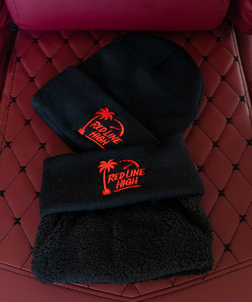Red Line High Black Winter Toque - Red Logo