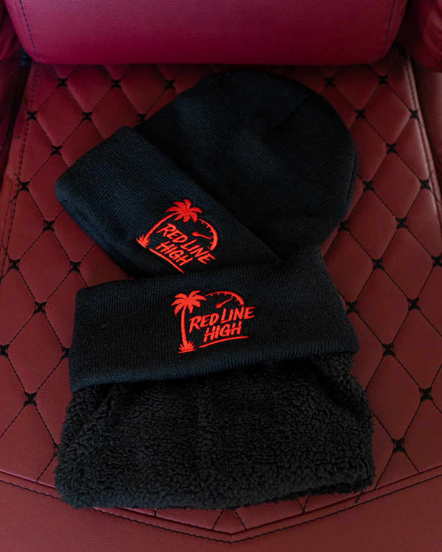 Red Line High Black Winter Toque - Red Logo