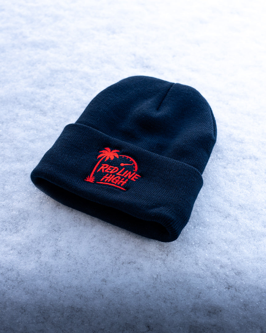 Red Line High Black Winter Toque - Red Logo