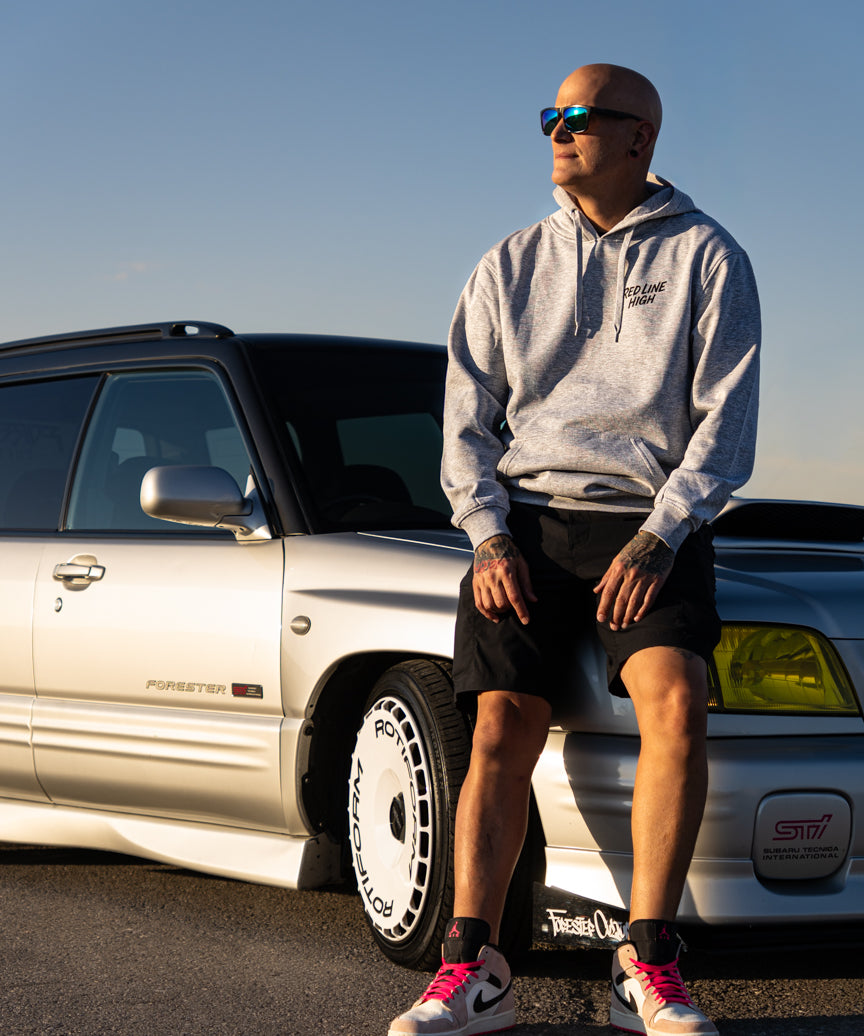 Red Line High Logo Grey Pull Over Hoodie - Black Text
