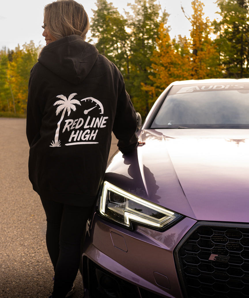 Red Line High Logo Black Pull Over Hoodie - White Text