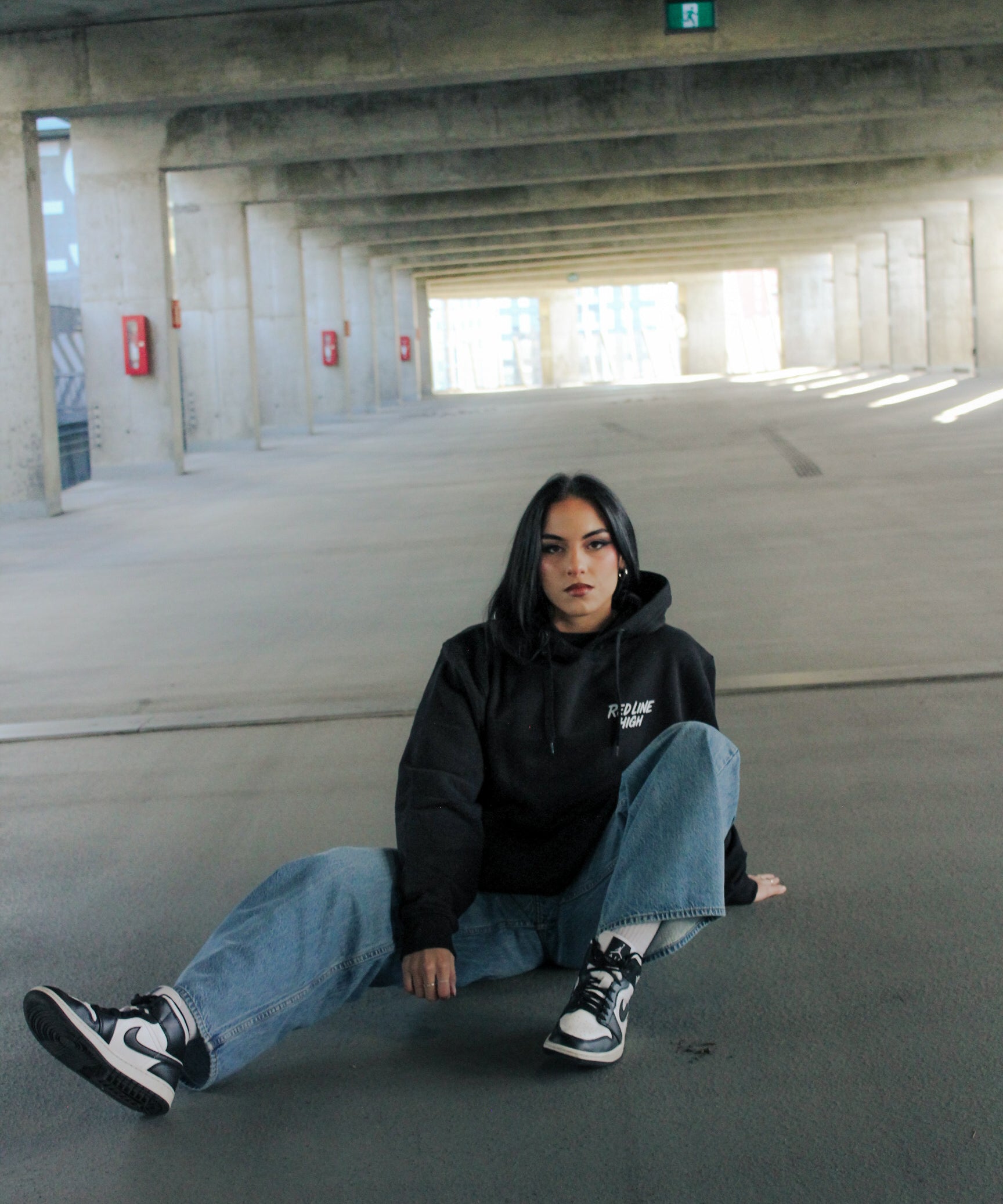 Red Line High Logo Black Pull Over Hoodie - White Text